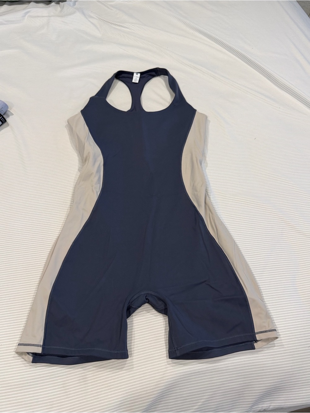 SKIMS Navy and Beige Racerback Athletic Jumpsuit